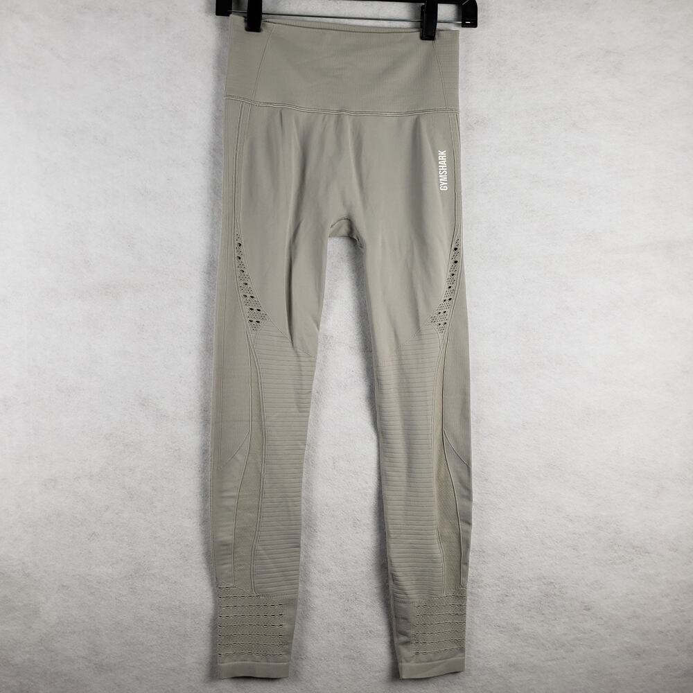 Gymshark Women's M Energy Perforated Leggings Light Gray Athletic Training Gym‎